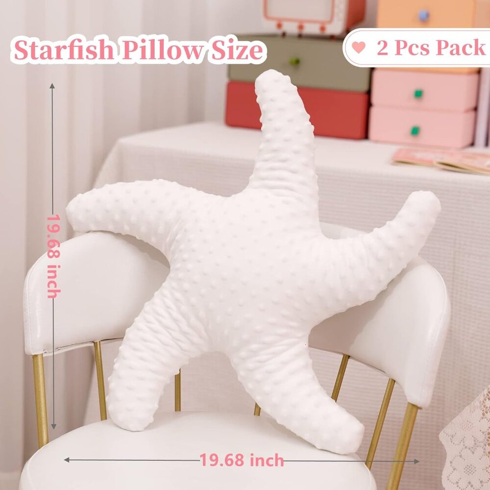 Plush Starfish Throw Pillows Set - Perfect Ocean Decor for Living Room - Picture 2 of 7